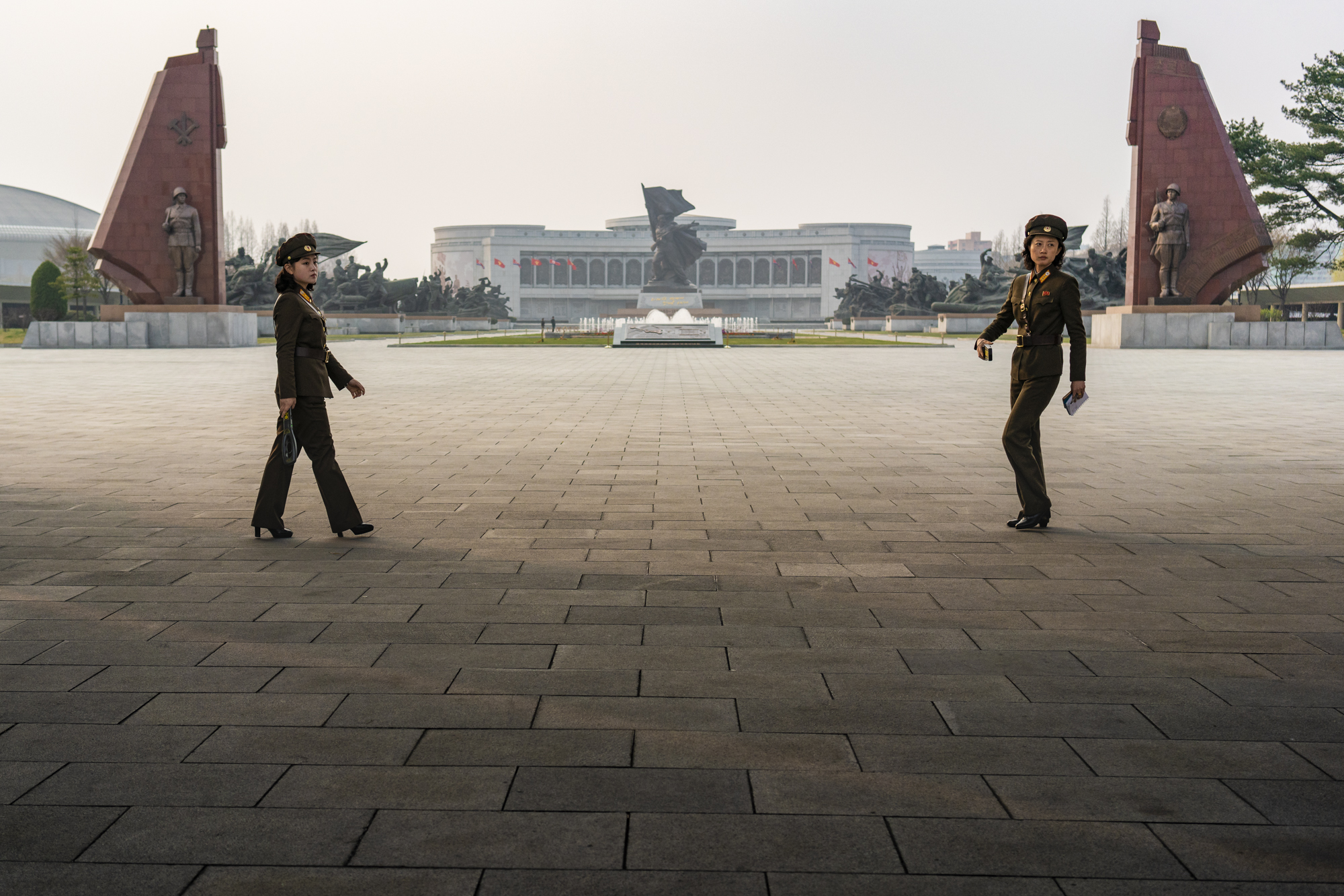  The entrance to the Victorious Fatherland War Museum in Pyongyang. A history and military museum dedicated to the Korean War. 