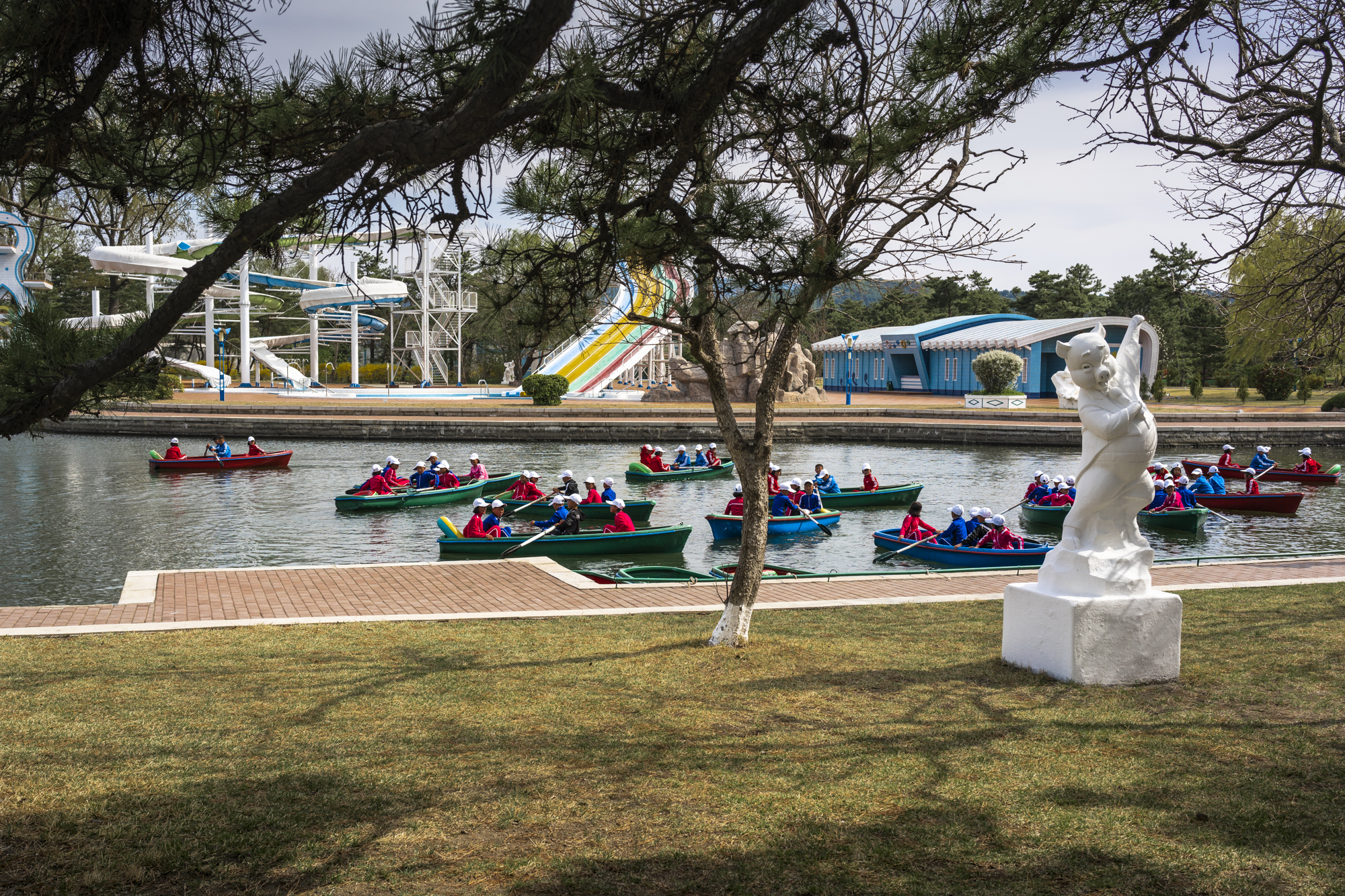  Students of Songdowon International Children’s Camp on boating classes.  What was originally intended to strengthen the relations with Communist countries, became later an international camp open to accept youth from anywhere in the world. 