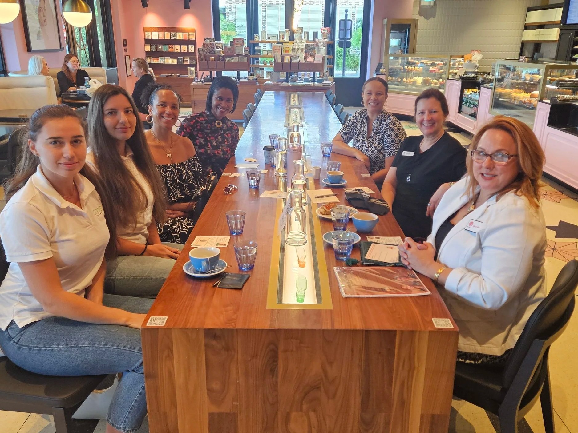 women business owners having coffee at a coffee shop