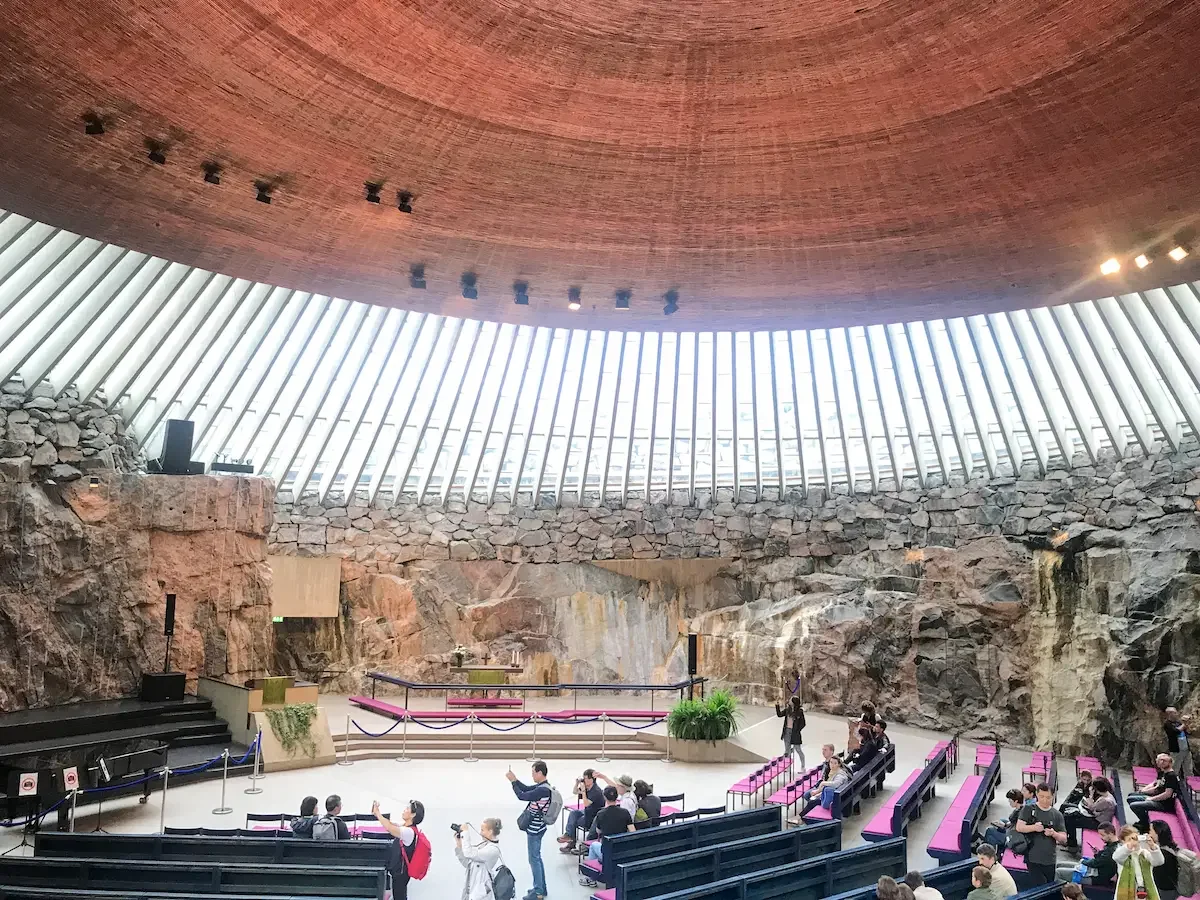 The alter of the Rock Church in Helsinki