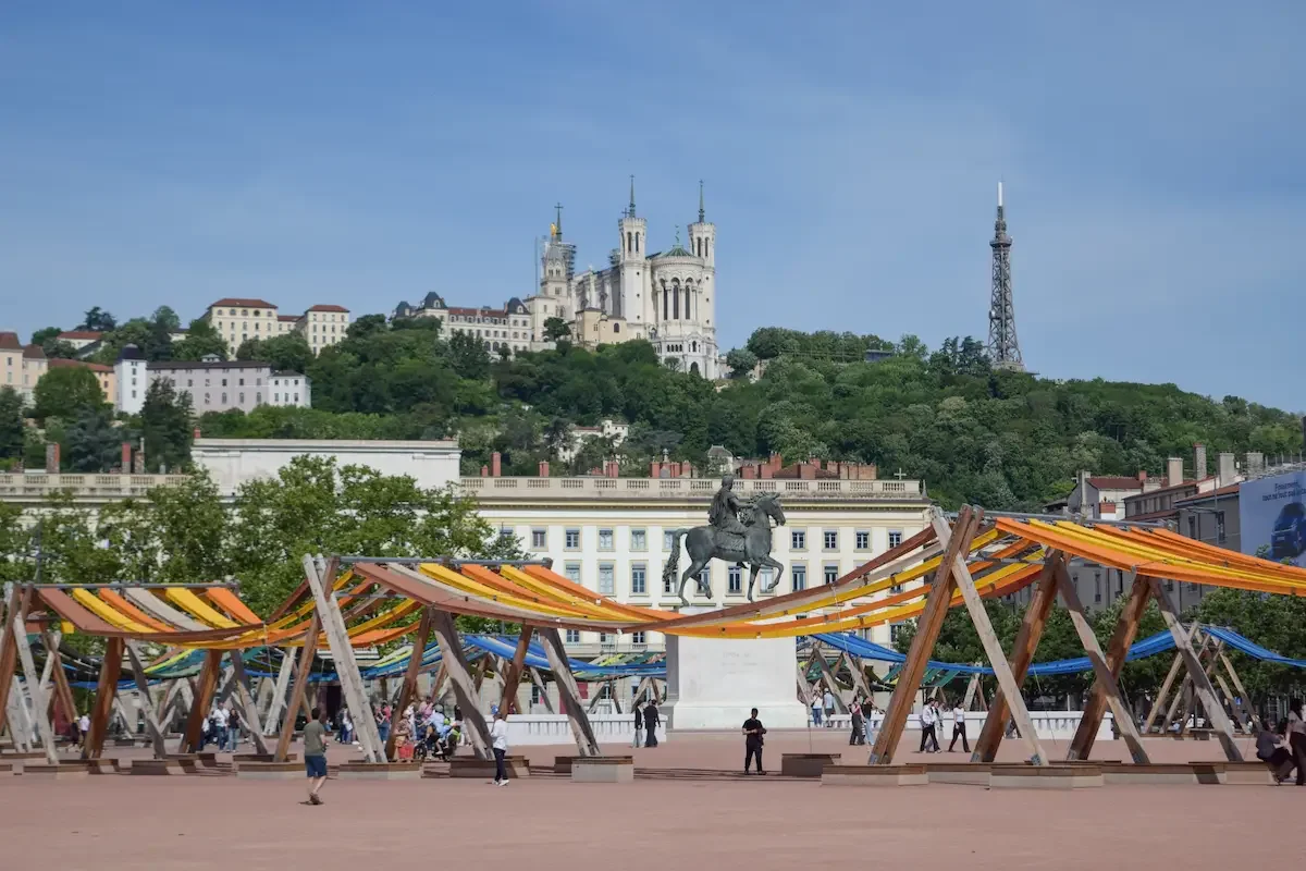 View of Lyon Basilica from Place Bellecour
