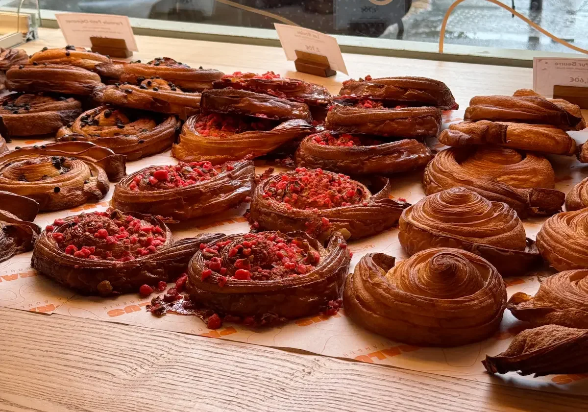 Praline covered roulezienne from Pralus in Lyon