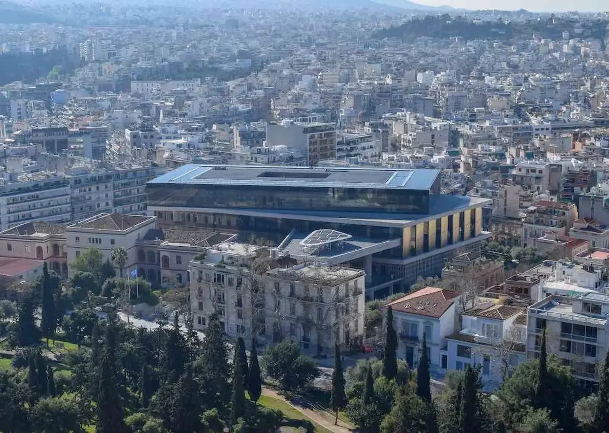 Exterior of the modern Acropolis Museum in Athens