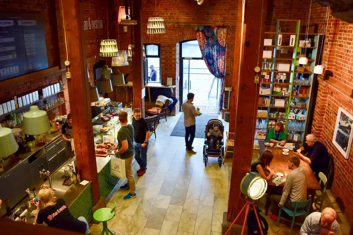 The interior of Johan & Nyström coffee shop in Helsinki