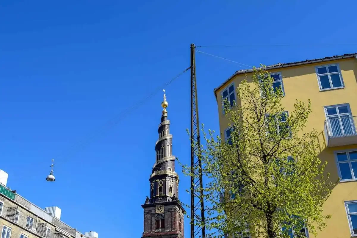 The twisting golden spire of the Church of Our Saviour in Copenhagen