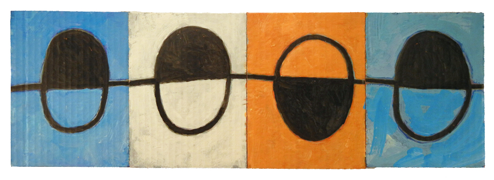 BIRD MEMORY SAMPLE (2016) acrylic on cardboard on wood 8" x 24" inquire at moniquearnonantiques.com
