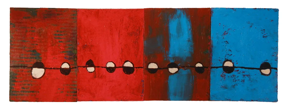 HOLOCENE VICTORY SPASM (2016) acrylic on cardboard on wood 7" x 20" €200