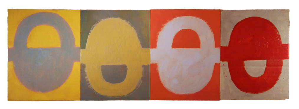 LOST SILO ARCANA (2016) oil on cardboard on wood 8" x 24" Private collection