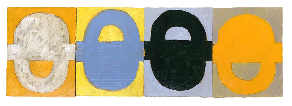 OUR EASY DIMENSIONS (2017) oil on cardboard on wood 8" x 24" €250.