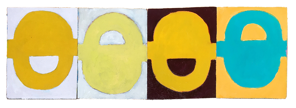 MORNING SALAD HYMN (2017) oil on cardboard on wood 8" x 24" €250.
