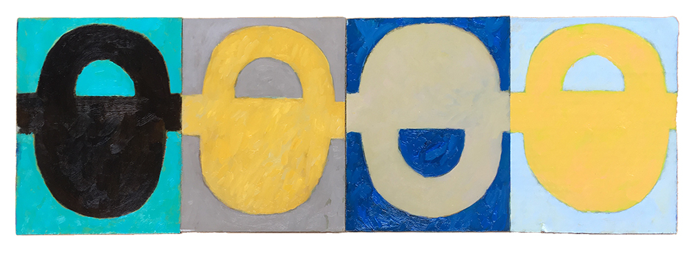 MILKY NOON SIGNAL (2017), oil on cardboard on wood, 20cm x 60cm