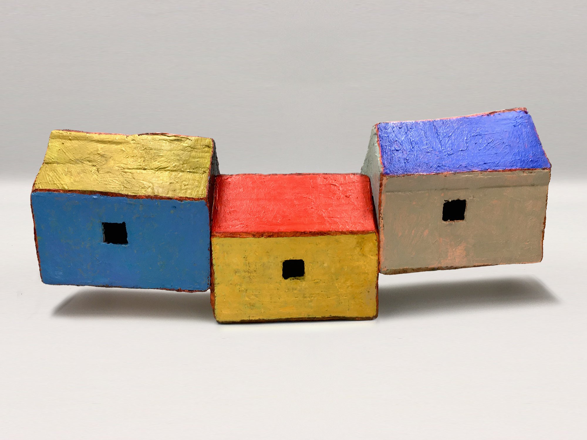 FOUR-1 (2023) oil, modelling paste on cardboard cm: 56w x 23h x 12d Private collection