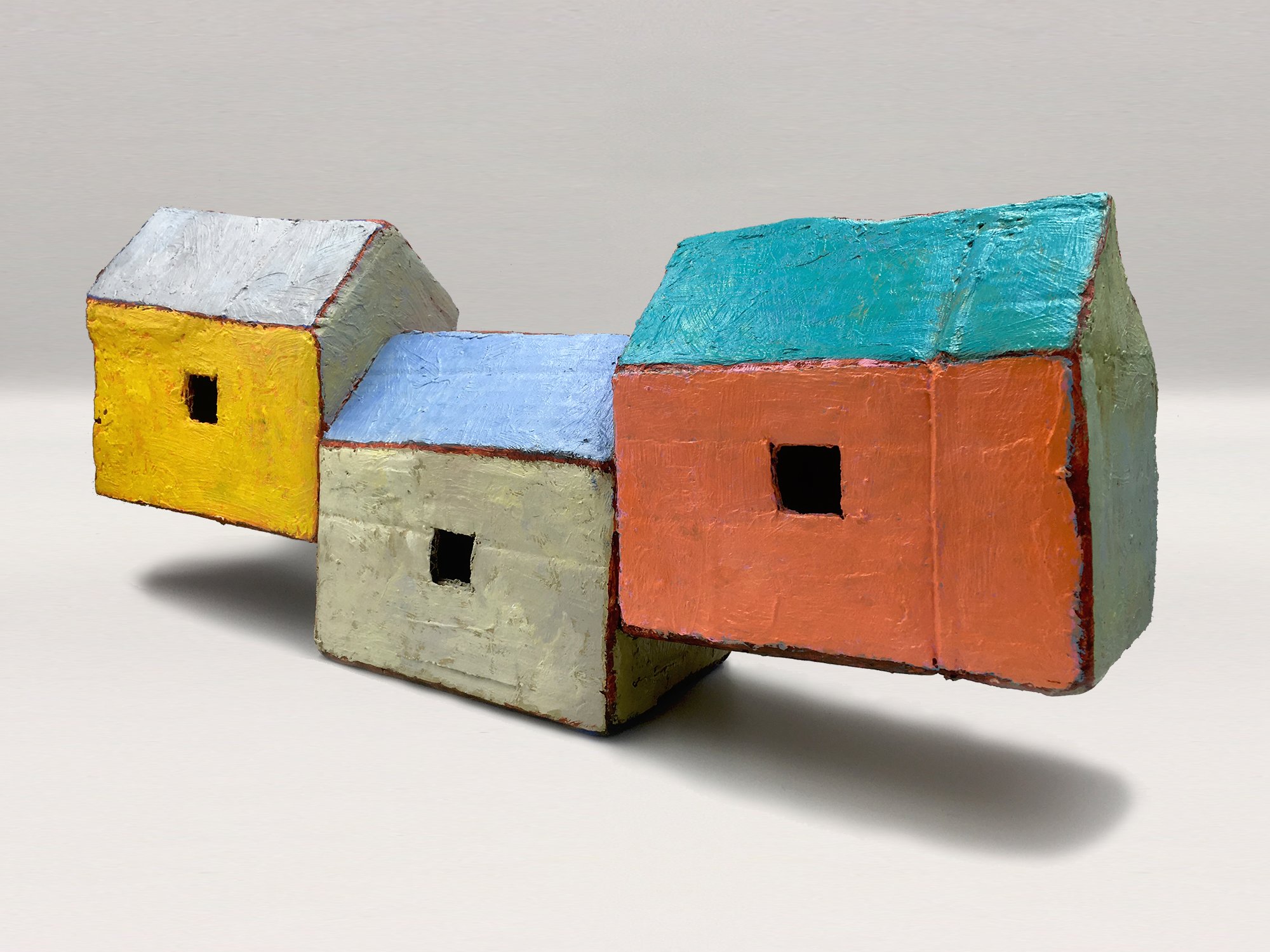 FOUR-1 (2023) oil, modelling paste on cardboard cm: 56w x 23h x 12d Private collection