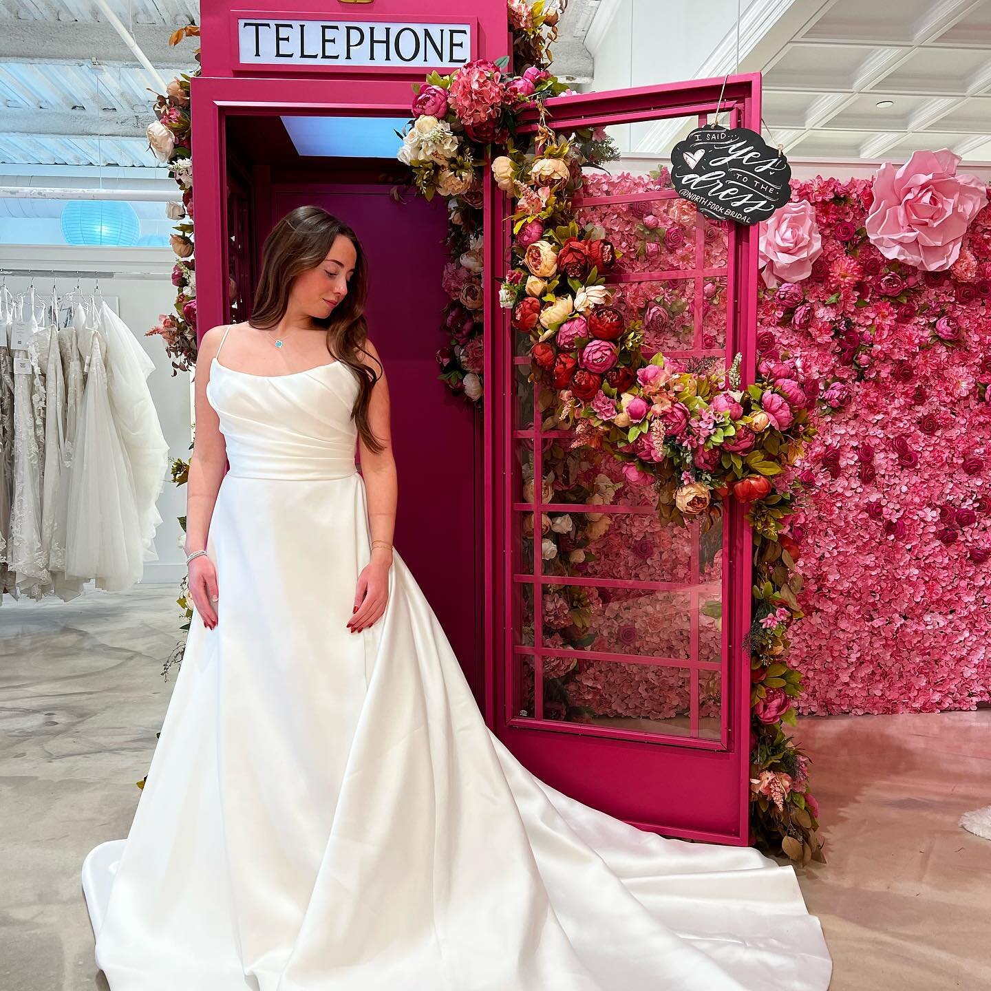 Our newest arrival from @palomablancabridal is absolutely stunning with its gorgeous flower bow on the back !!🌸✨ This a-line gown is classic with the slightest bit of detail to make it perfect for your big day !!💍💕

#northforkbridal #weddingdresse