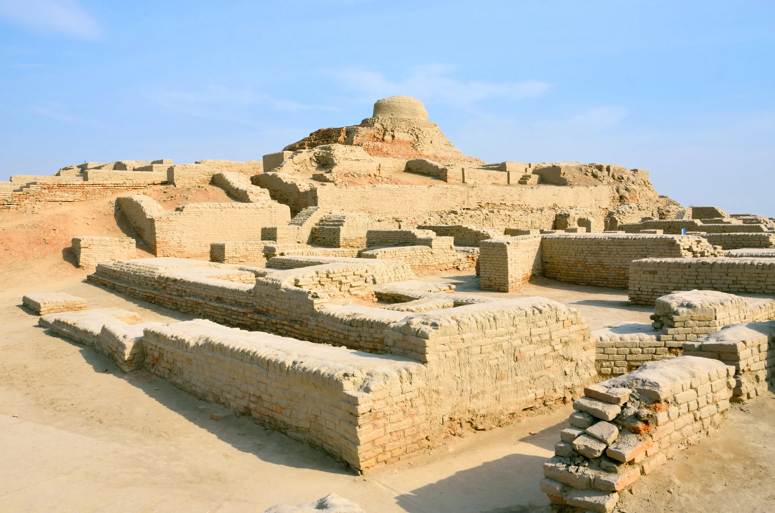 Mohenjo-daro in Sindh province, Pakistan - remnants of the ancient Indus Valley Civilization which flourished during the Bronze Age (3300 - 1300 BCE)