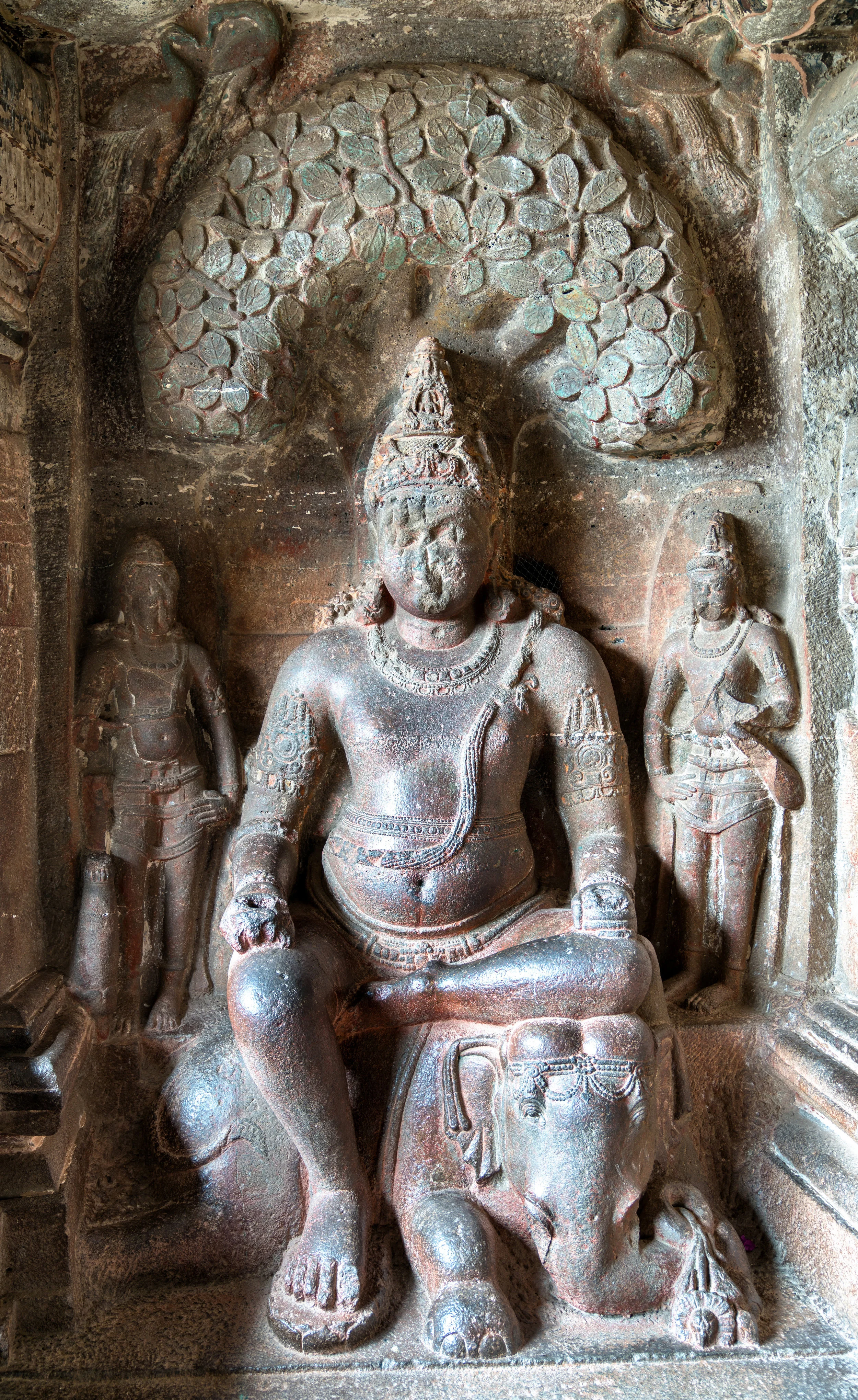 Indra (Vedic king of the gods) - Sambha temple at Ellora Caves, Maharashtra, India