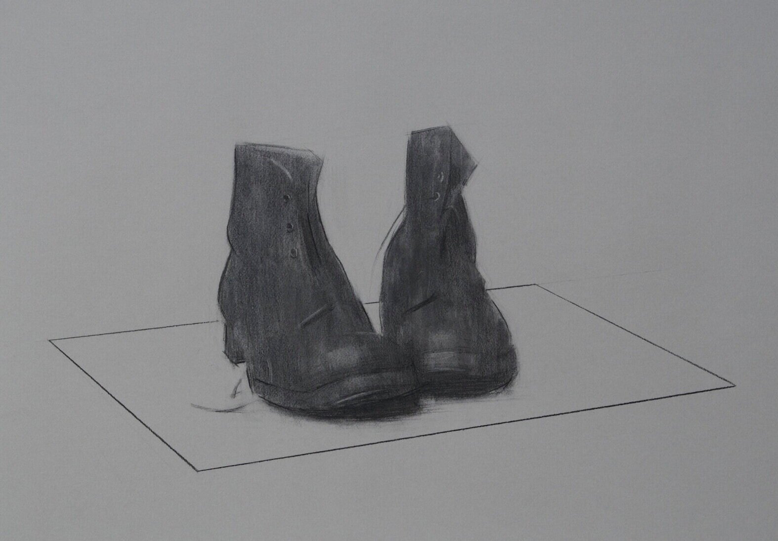   Boots III , 2014 charcoal on paper 70 x 55 cm &nbsp; 