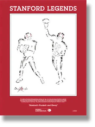 Portrait of Jim Plunkett and John Elway Stanford Football Quarterbacks
