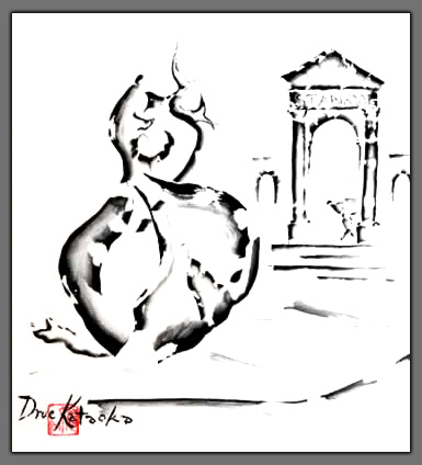 Painting of The Claw fountain, Stanford University "Majesty of the Claw"