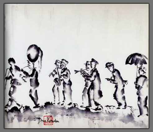 Painting of a New Orleans Second Line (Funeral) "Return to Old and New Orleans"