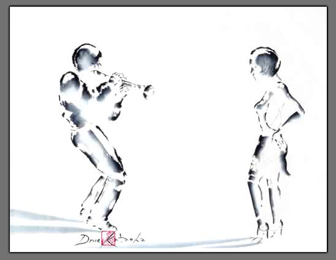 Painting of a Trumpet Player "Right Through That Horn"
