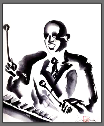 Painting of a Vibraphone Player "Uptown Downtown"