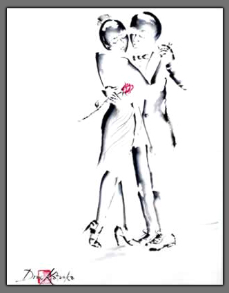 Painting of Tango Dancers "Histoire d'Amour"