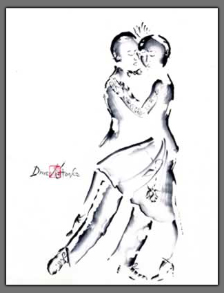 Painting of Tango Dancers "Rose at Dawn"