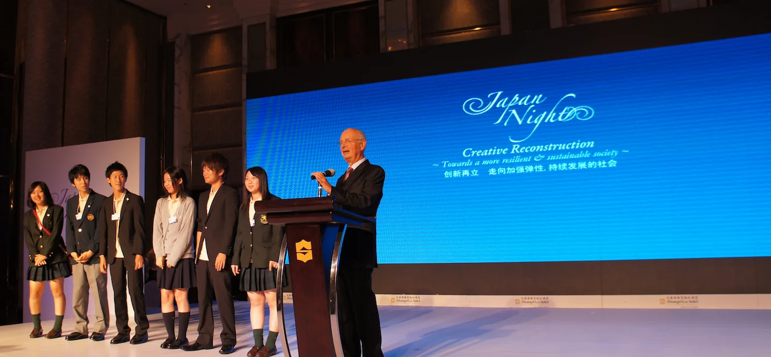 Prof. Klaus Schwab gives a speech at Japan Night