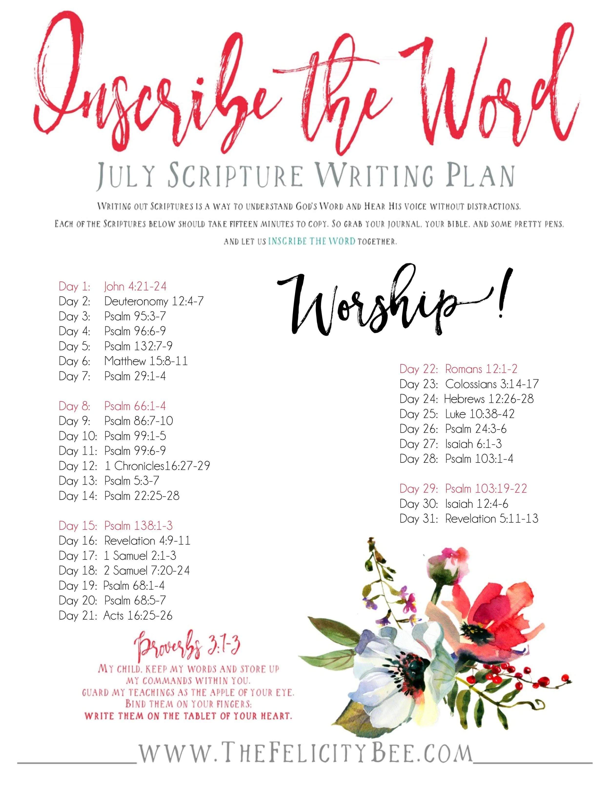 Inscribe the Word . . . July Scripture Writing Plan. — Symphony of Praise