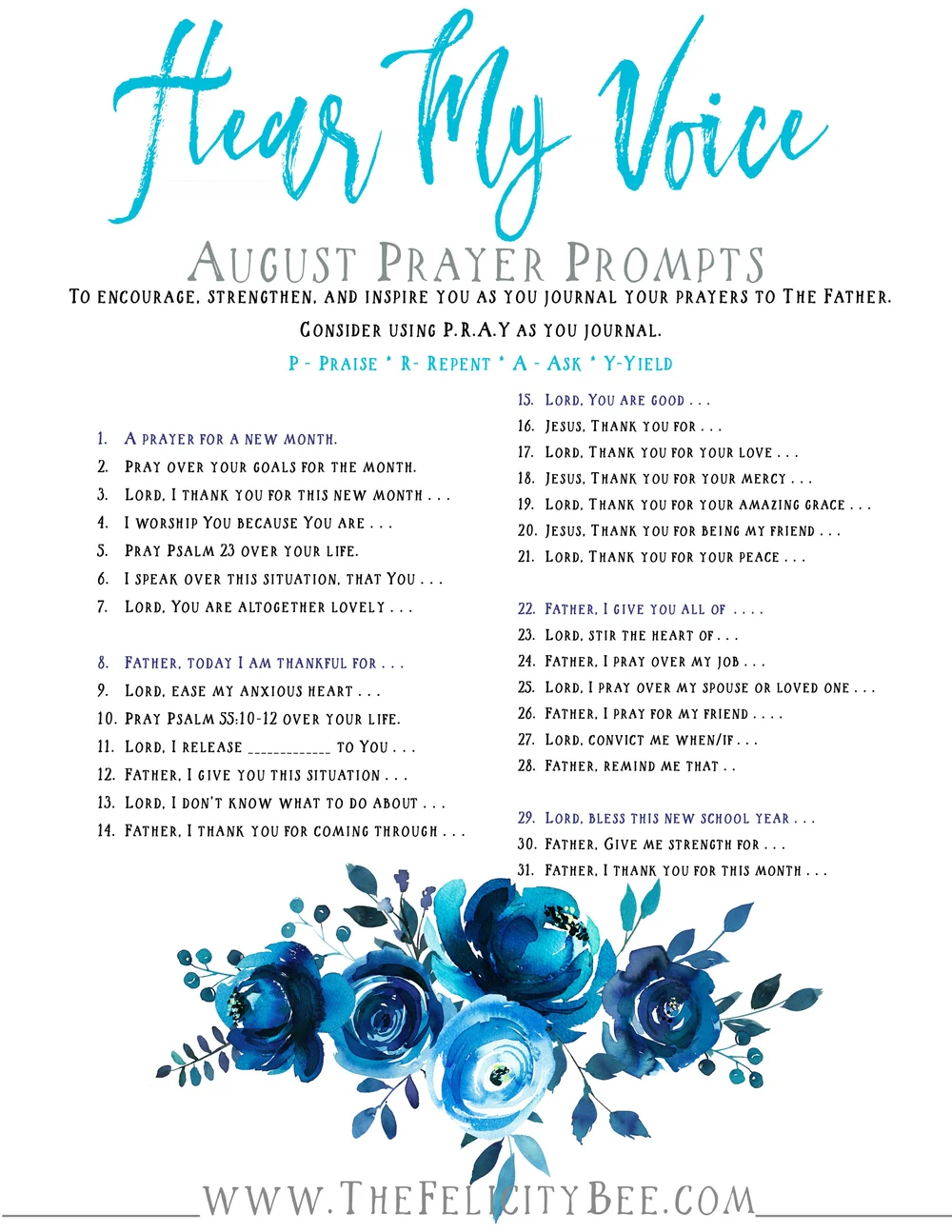 Hear My Voice August Prayer Prompts Symphony Of Praise