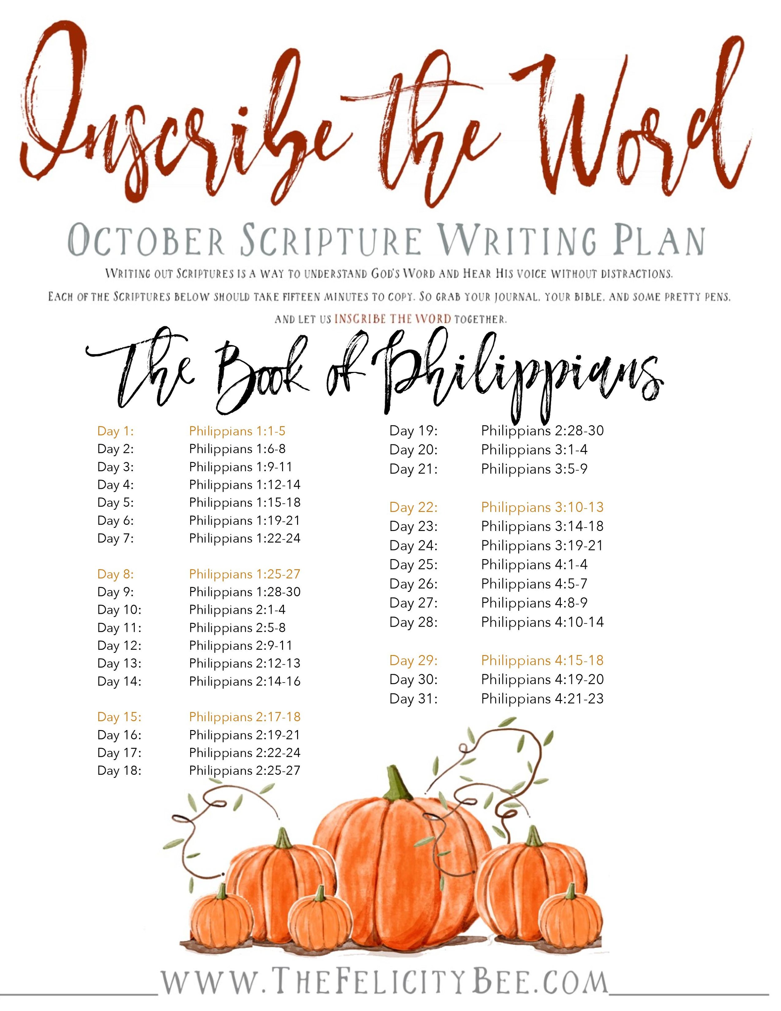 Inscribe the Word . . . October Scripture Writing Plan — Symphony of Praise