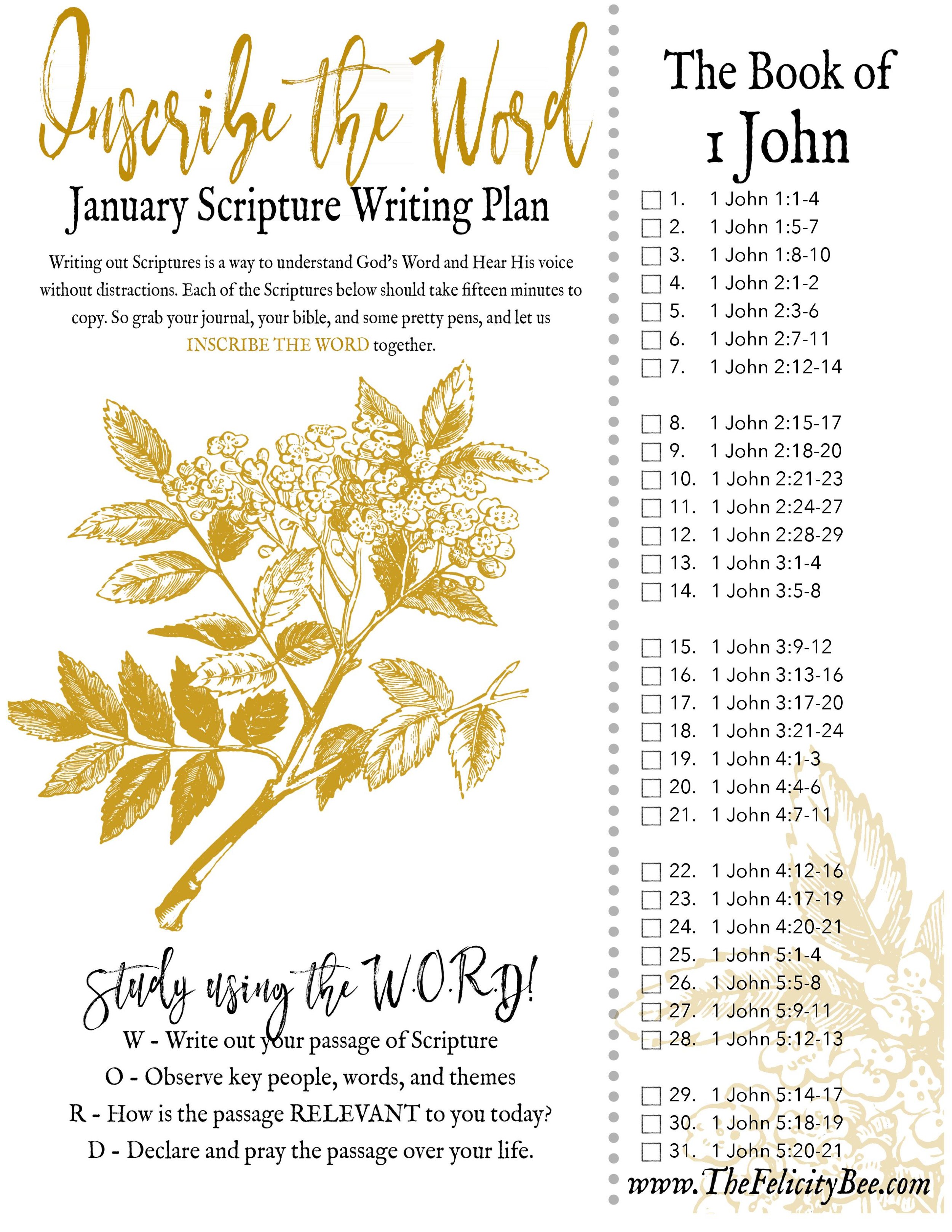 Inscribe The Word January Scripture Writing Plan