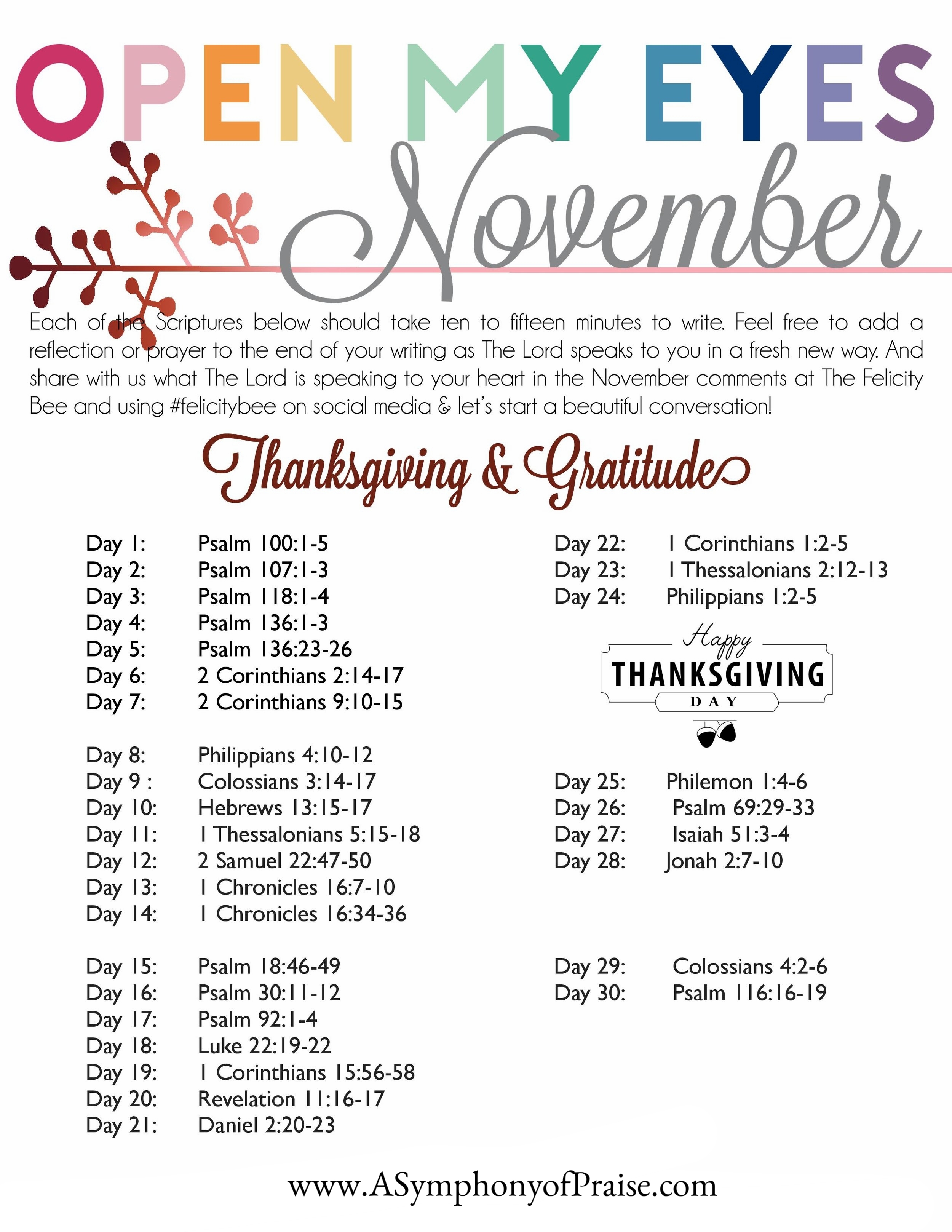 Open My Eyes November Scripture Writing Plan Symphony Of Praise