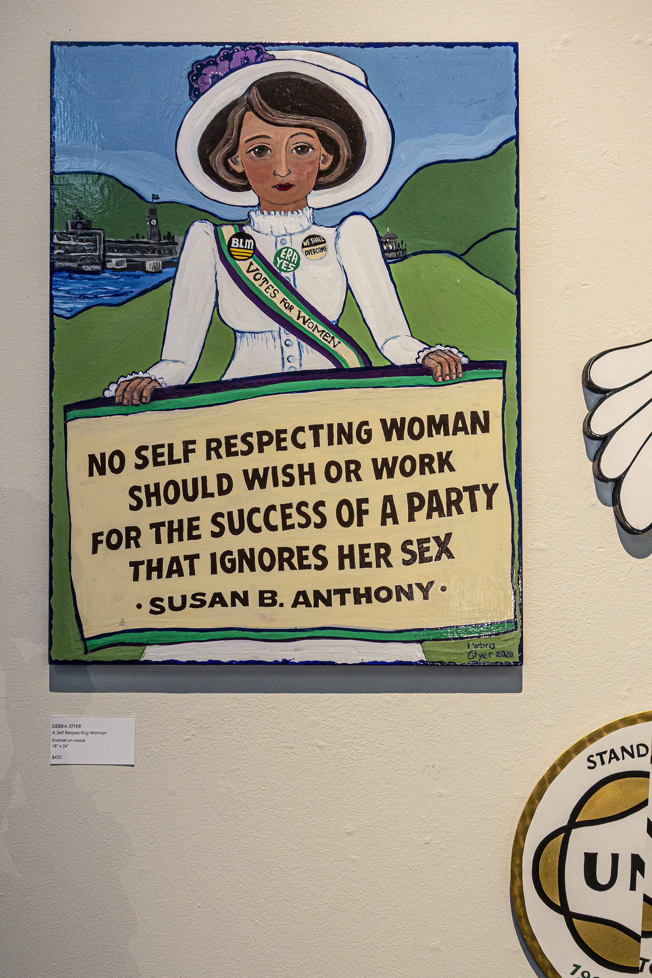 DEBRA STYER, San Francisco, USA,  A Self Respecting Woman   Enamel on wood, 18” x 24”, $425