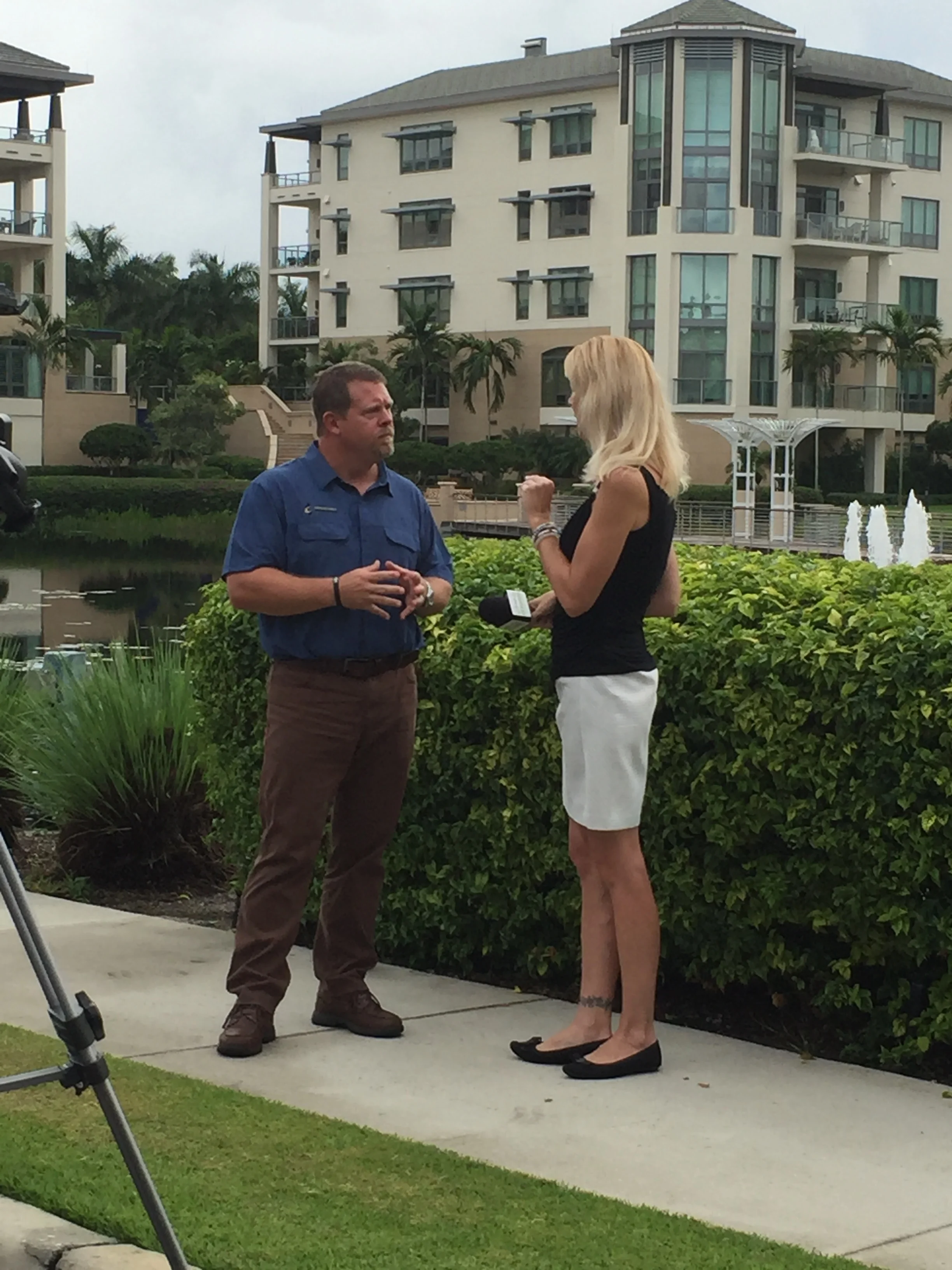 Blake Crawford being interviewed Thursday, August 24th at Moorings Park