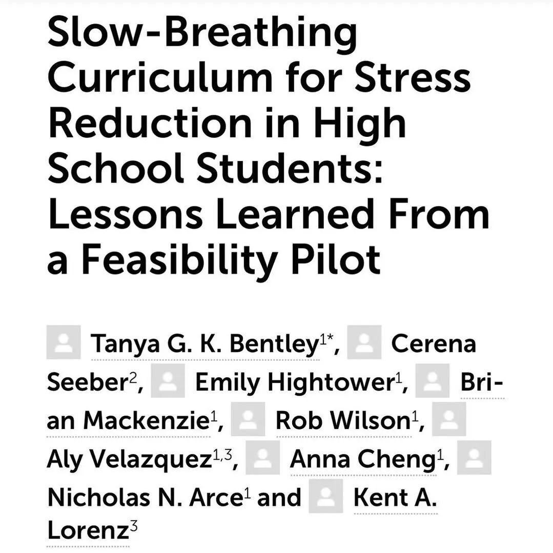 1st paper published out of our non-profit @hhpfoundation showing the feasibility of a VERY short breathing intervention in kids learning remotely during COVID. 

This stuff is very easy to execute and surprisingly impactful for mental health - especi