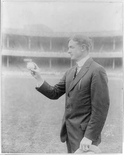 CHRISTY MATHewson showing how to grip his famous fadeaway, 1917. (photo courtesy of library of congress)