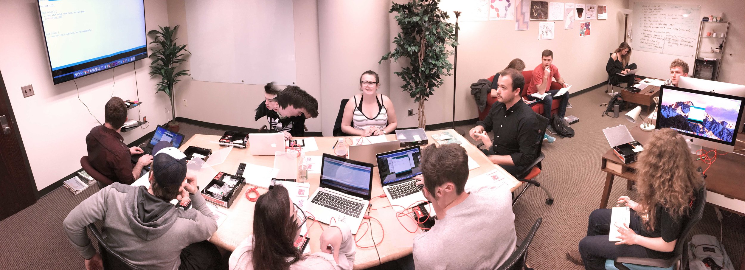Spring of 2017 - Class working on programing Arduino's for a project.