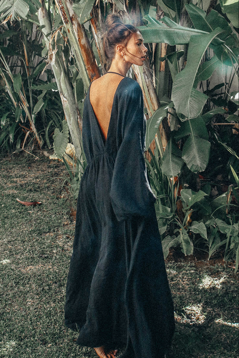 Bohemian Traders backless maxi dress in black. Find it here. This is a bit of an investment piece at $219.95, but they do sometimes have the spend & save promotion and Zippay available.