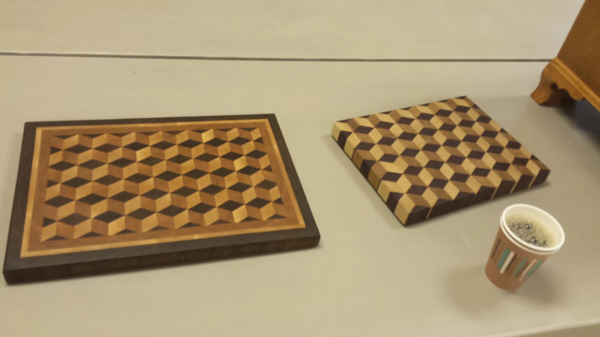 Cutting boards (coffee cup for scale)