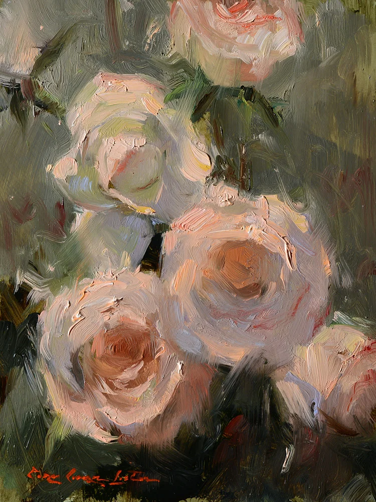 White and Pink Rose #4 - 8"x6"