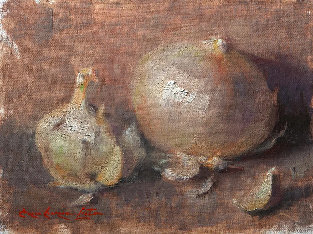 White Onion & Garlic; 6" x 8"