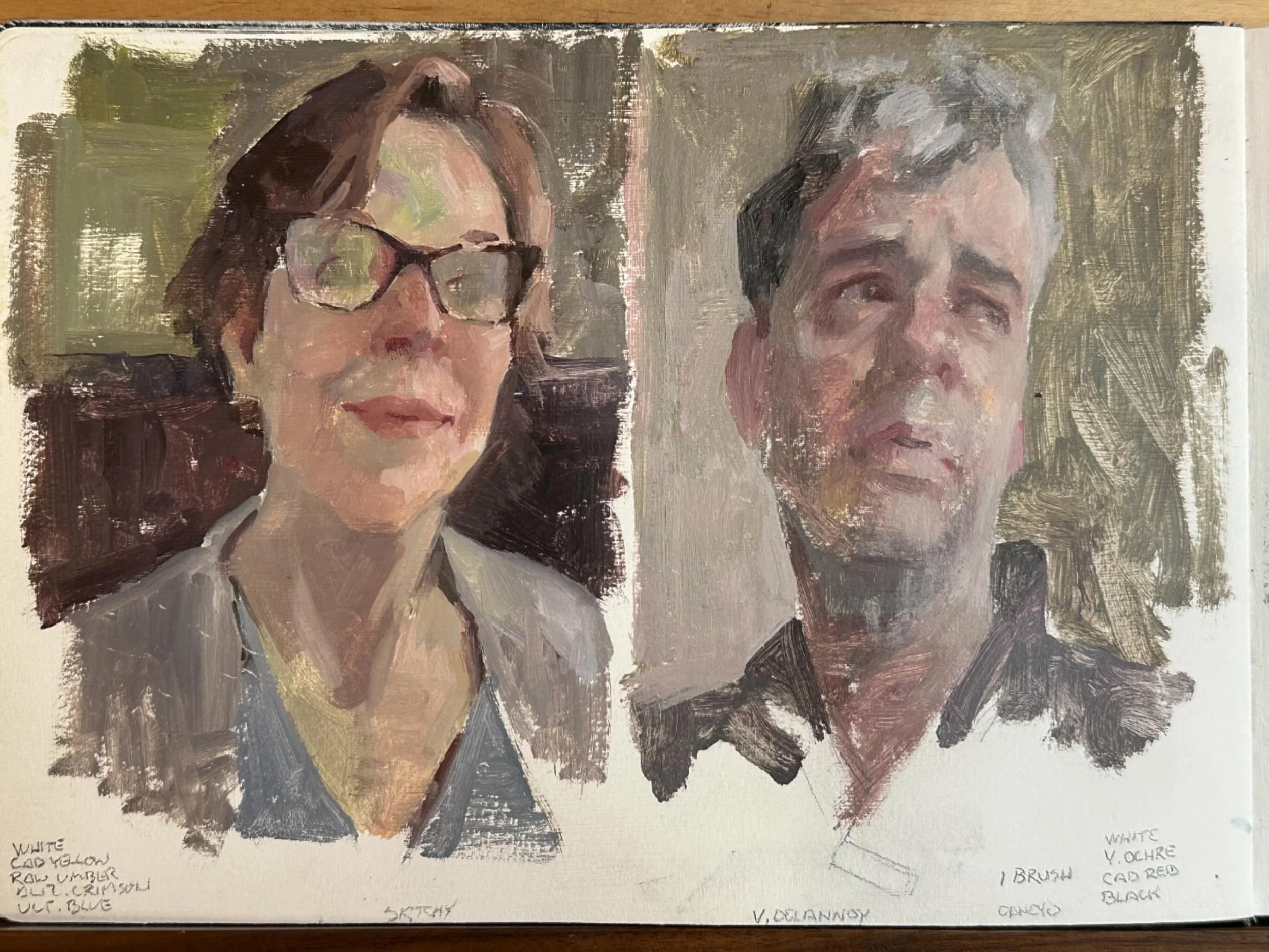 Another couple portraits from a few years back in my sketchbook using open acrylics (Golden brand) Reference imagery is from Caneyo and sktchy . #caneyo #sktchy