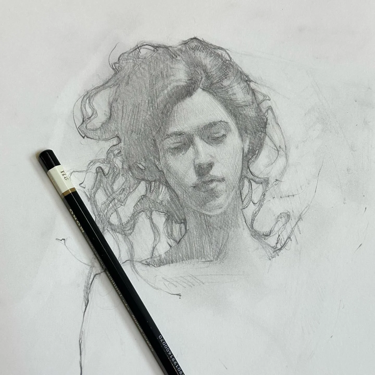 A very recent pencil sketchbook sketch of the wonderful @kelseydylan trying to find my patience again so I thought loosing myself in Kelsey&rsquo;s incredible hair might help. 
The reference shot (extremely cropped and edited) is from a set of 225 im