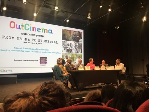 Image: Photo of panelists at the From Selma to Stonewall screening for New York City Pride Out Cinema film festival