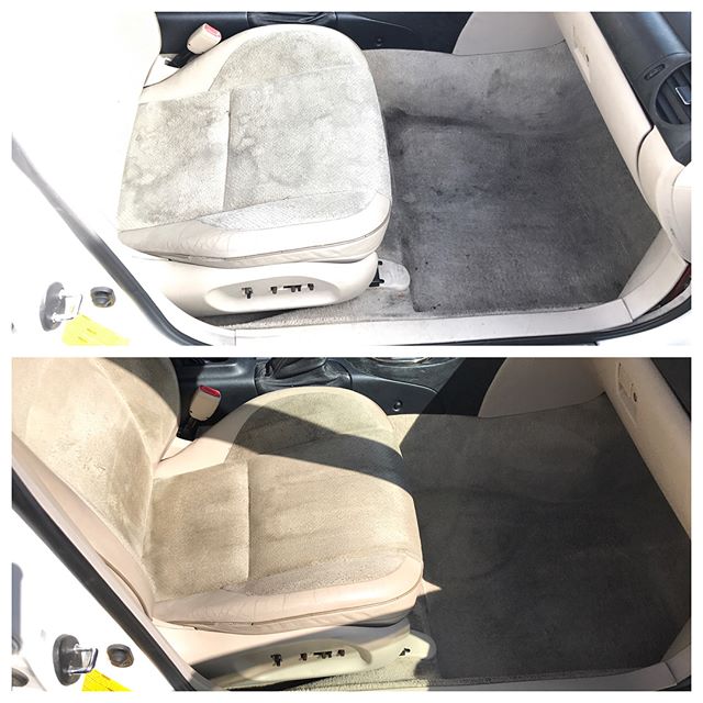 #beforeandafter #album with #nofilters of an #interiordetail on an older Lexus that was recently purchased by the client. The vehicle had heavy stains in the suede seats which had not been previously cared for. #mobiledetailing #smallbusiness #detail