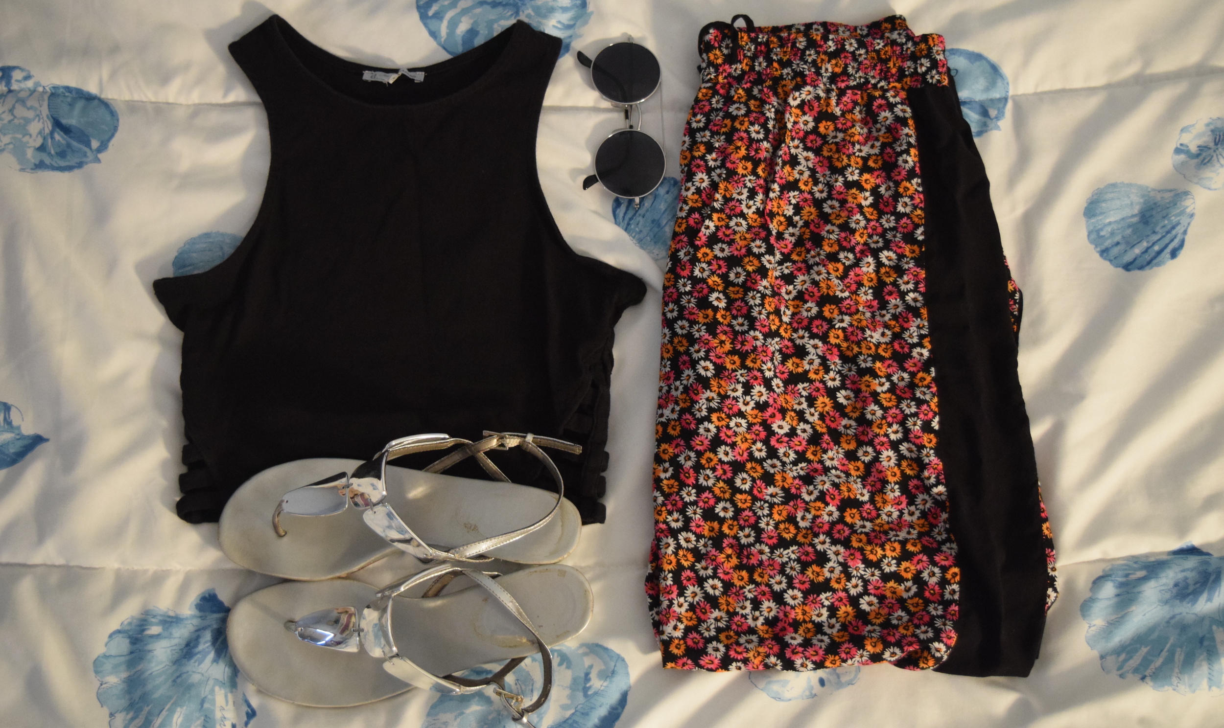 Top (similar). Pants . Sunglasses (similar). Sandals (no longer being sold at Payless ).