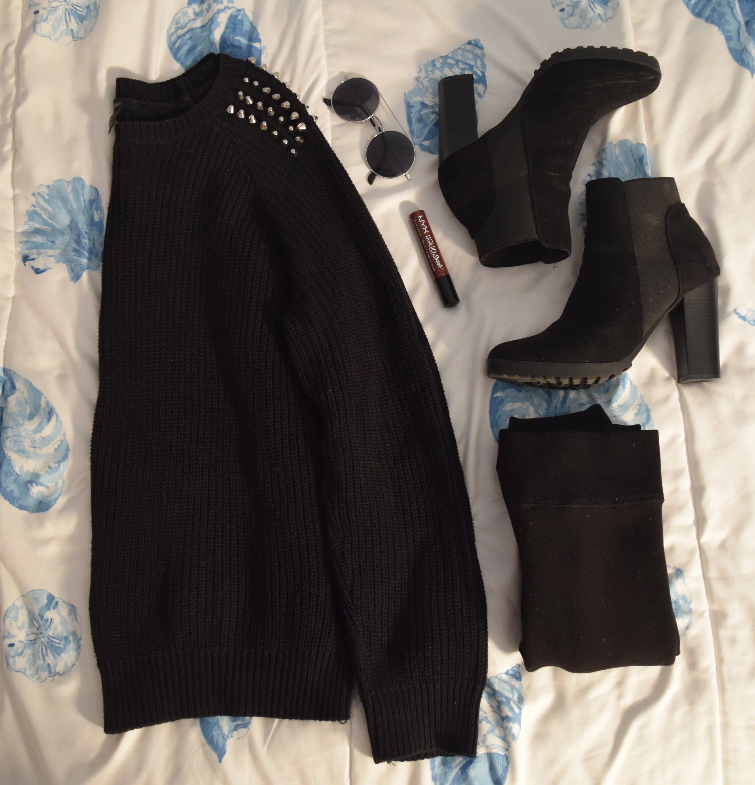 Sweater (no longer being sold at dELiA*s ). Leggings . Shoes (similar). Lipgloss . Sunglasses (similar).