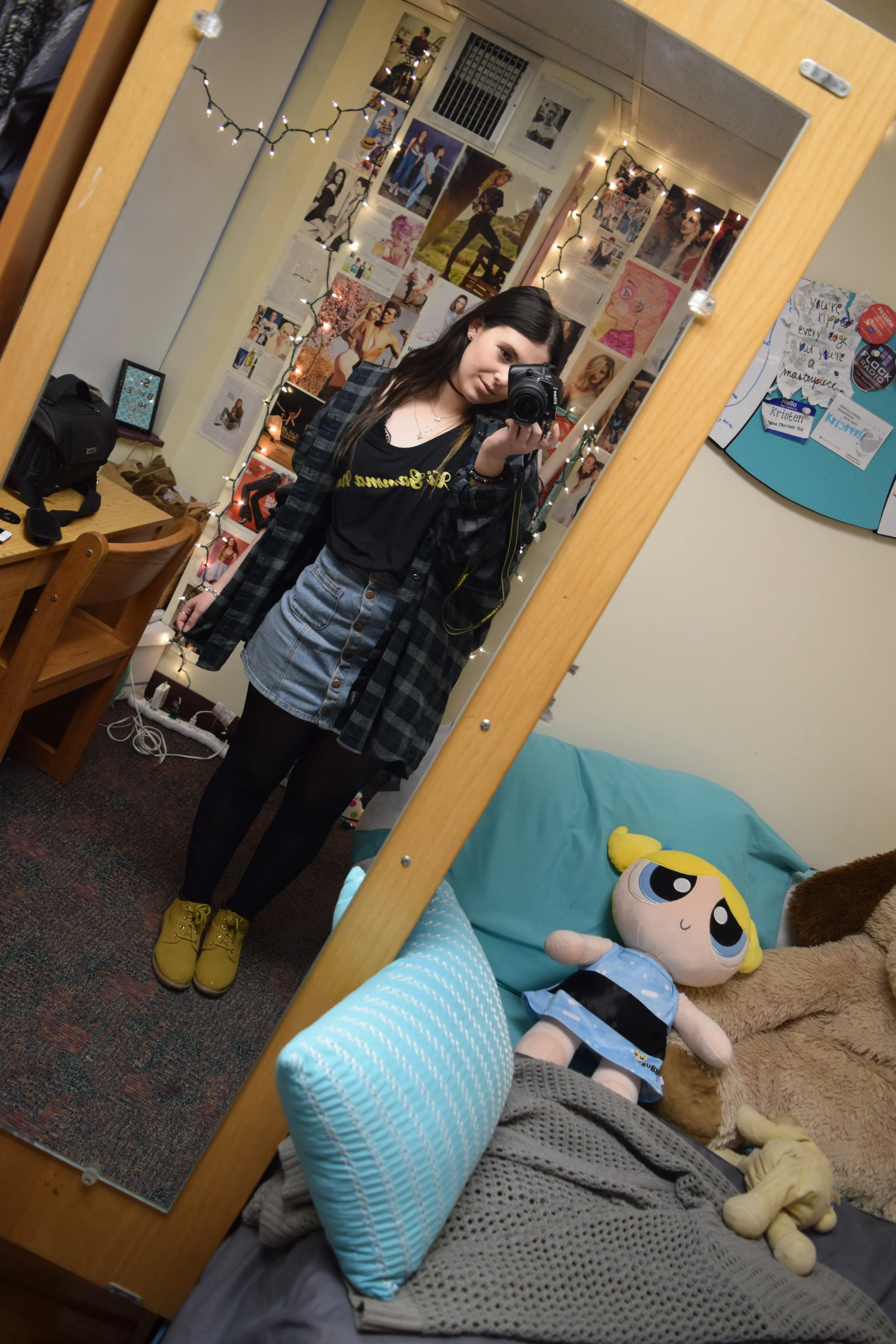 Shirt (Gamma exclusive bbs). Flannel (no longer being sold at Eddie Bauer ). Bralette. Skirt (different color). Boots (no longer being sold at Primark ). 